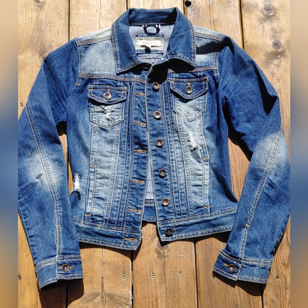 YMI Jeans Distressed Jean Jacket Size Small